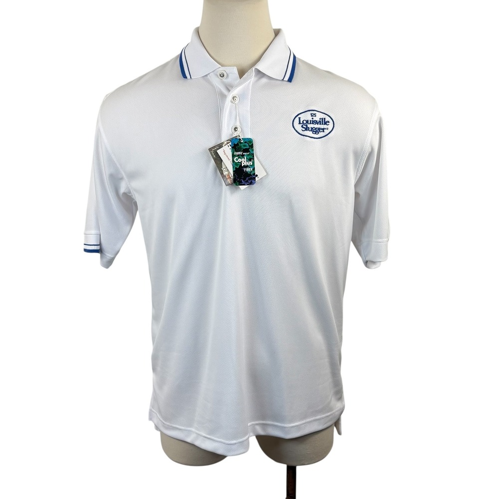Louisville Slugger Mens‎ White CoolPlus Fiber Polo Shirt Sz M Baseball